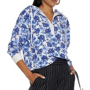 NWT Alice + Olivia Blue Floral hoodie pullover sweater sz S